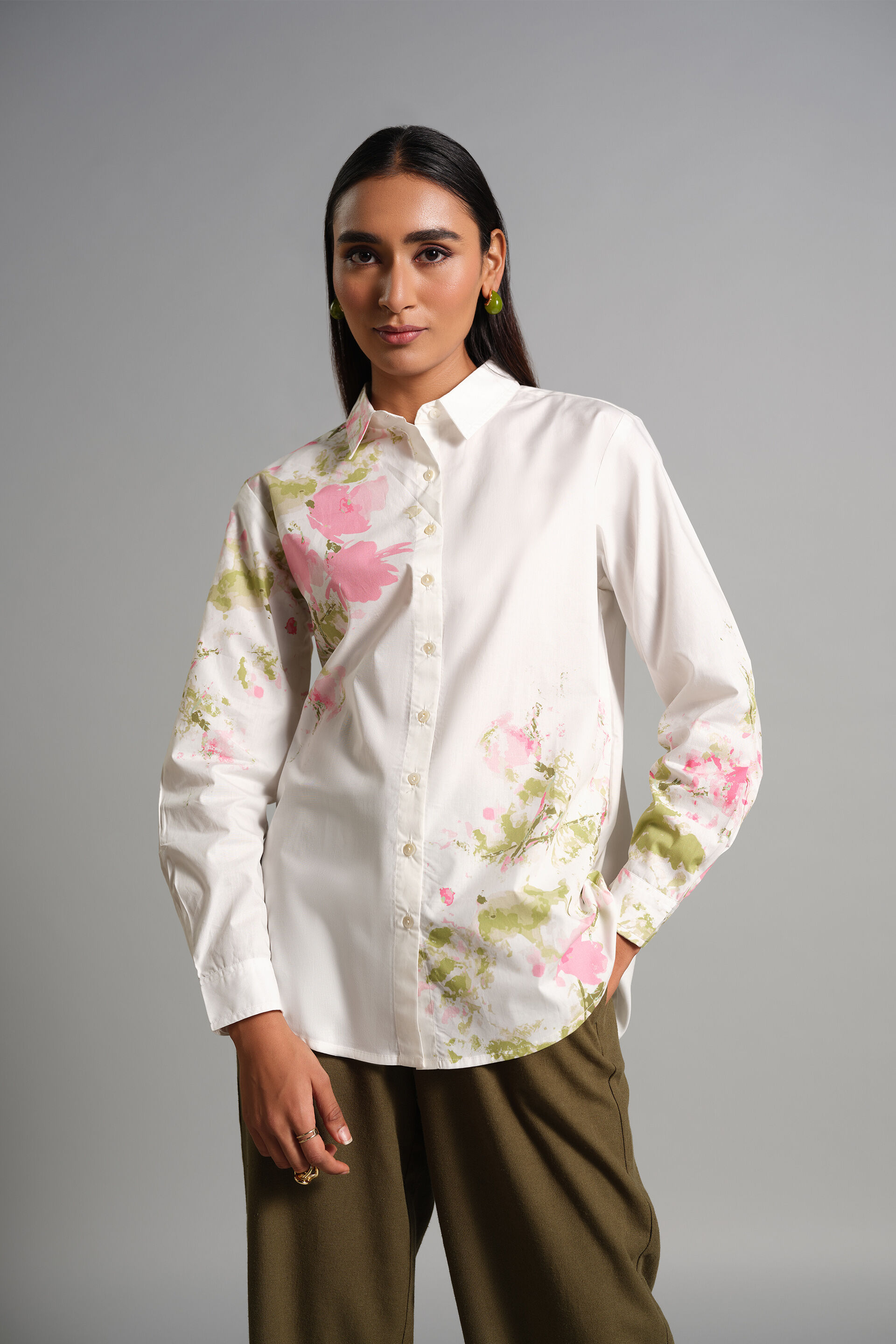 Floral Trellis Shirt, White, image 1